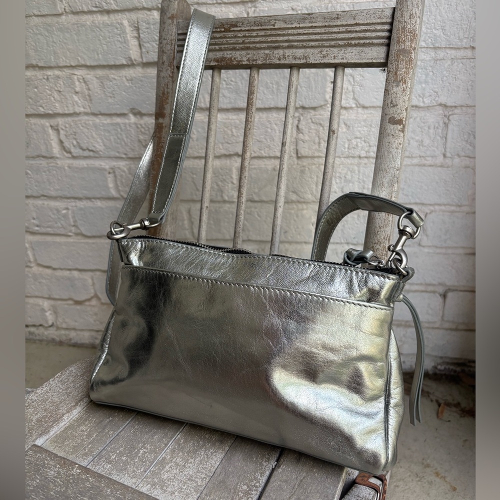 LUCKY BRAND Leather KODA Metallic SILVER Topanga CONVERTIBLE Shoulder Bag 🎉 - Picture 8 of 16